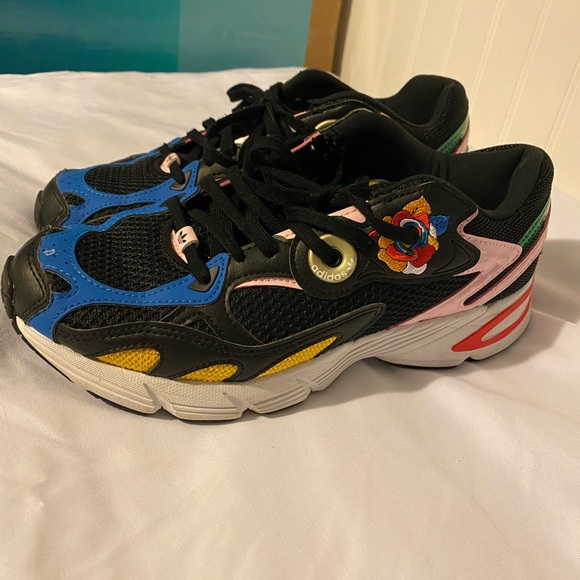 adidas Shoes - Adidas Kids' Black and Blue Sneakers with Colorful Accents